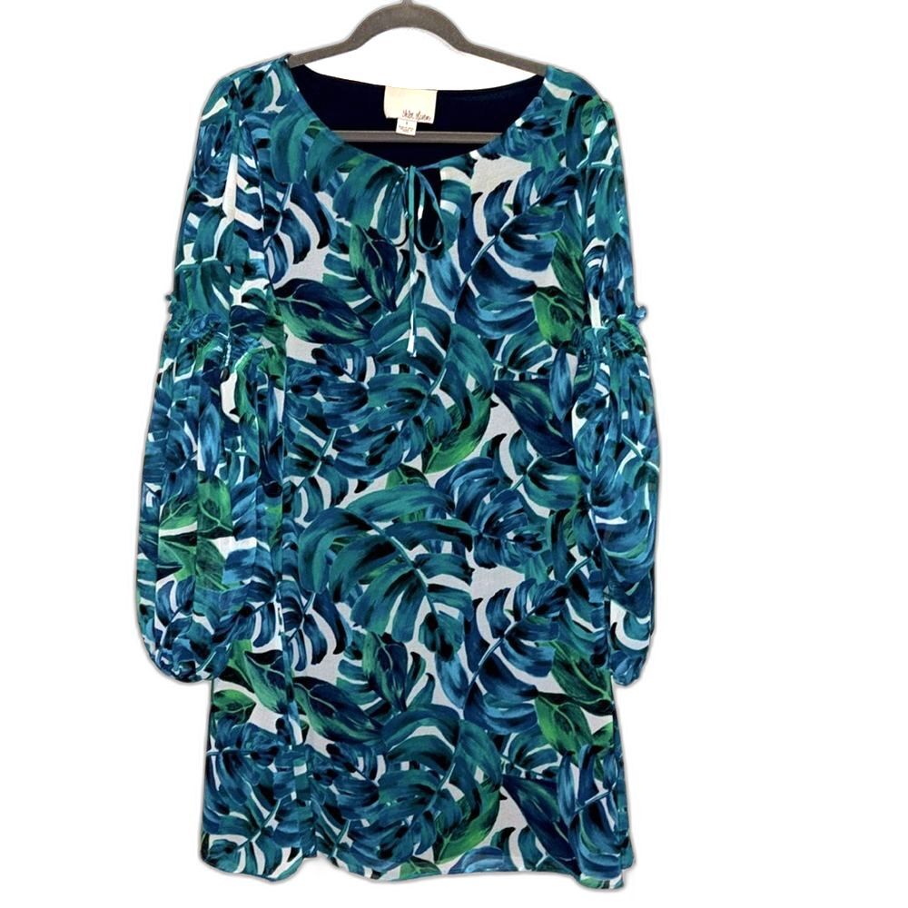 Anthropologie (Chloe Oliver) Abstract Print Dress Blue and Black Size Small
